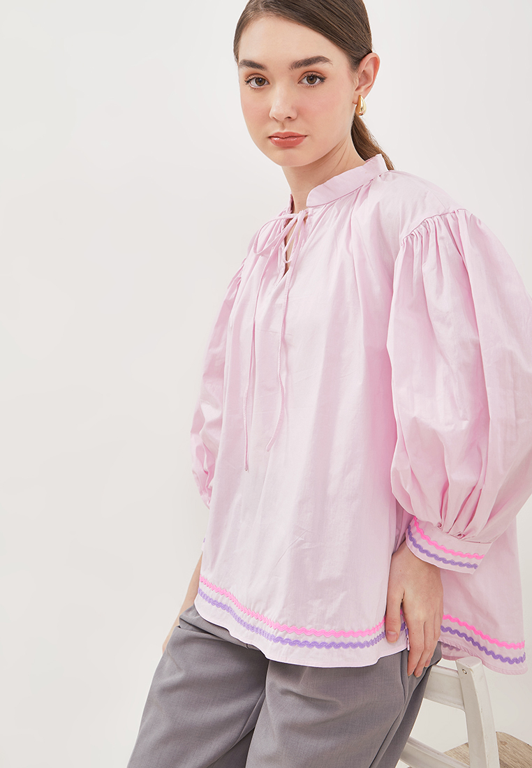 Pink Piped Blouse