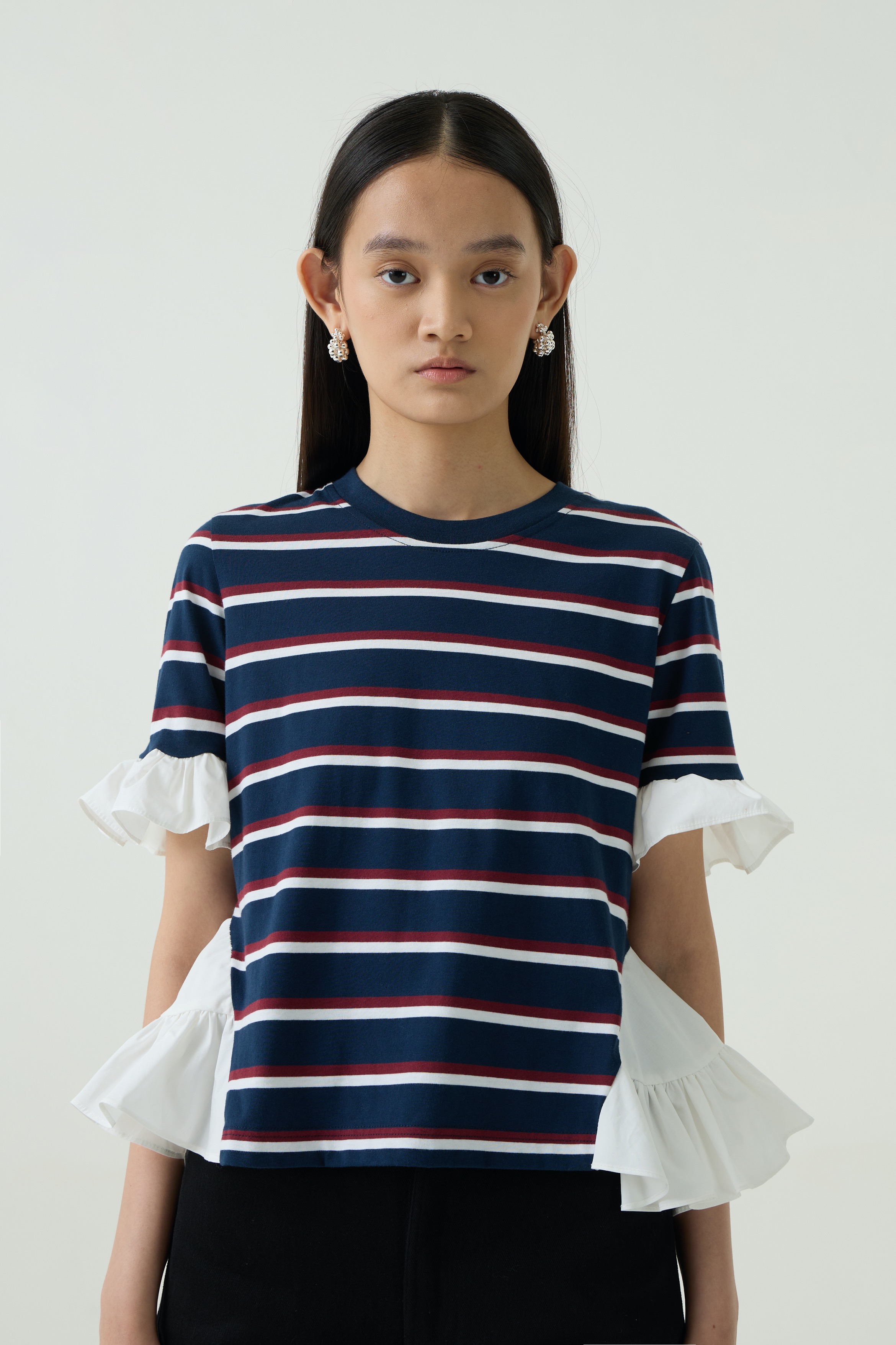 White Frill Stripe Tee