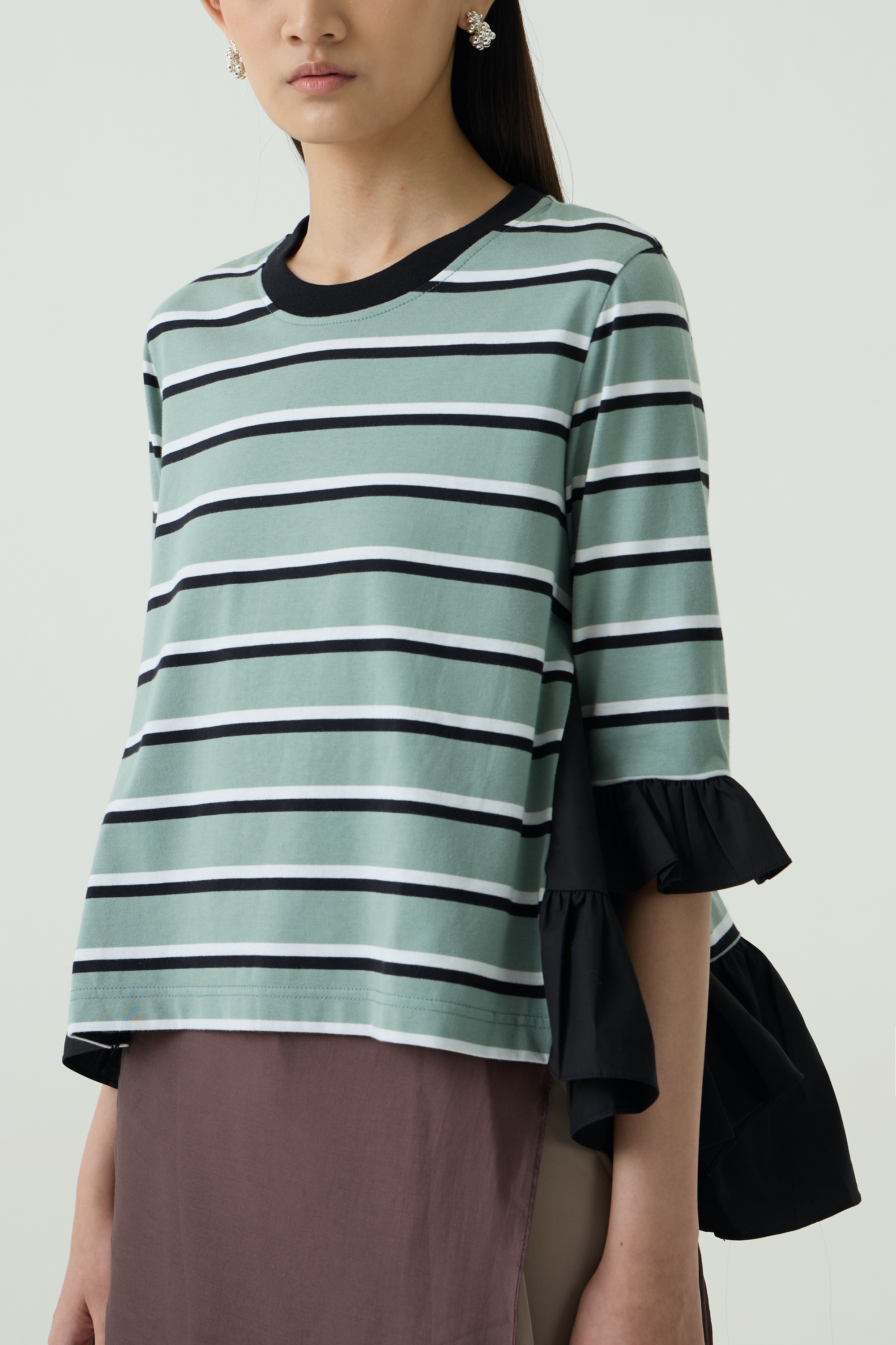 Sage Frill Stripe Tee