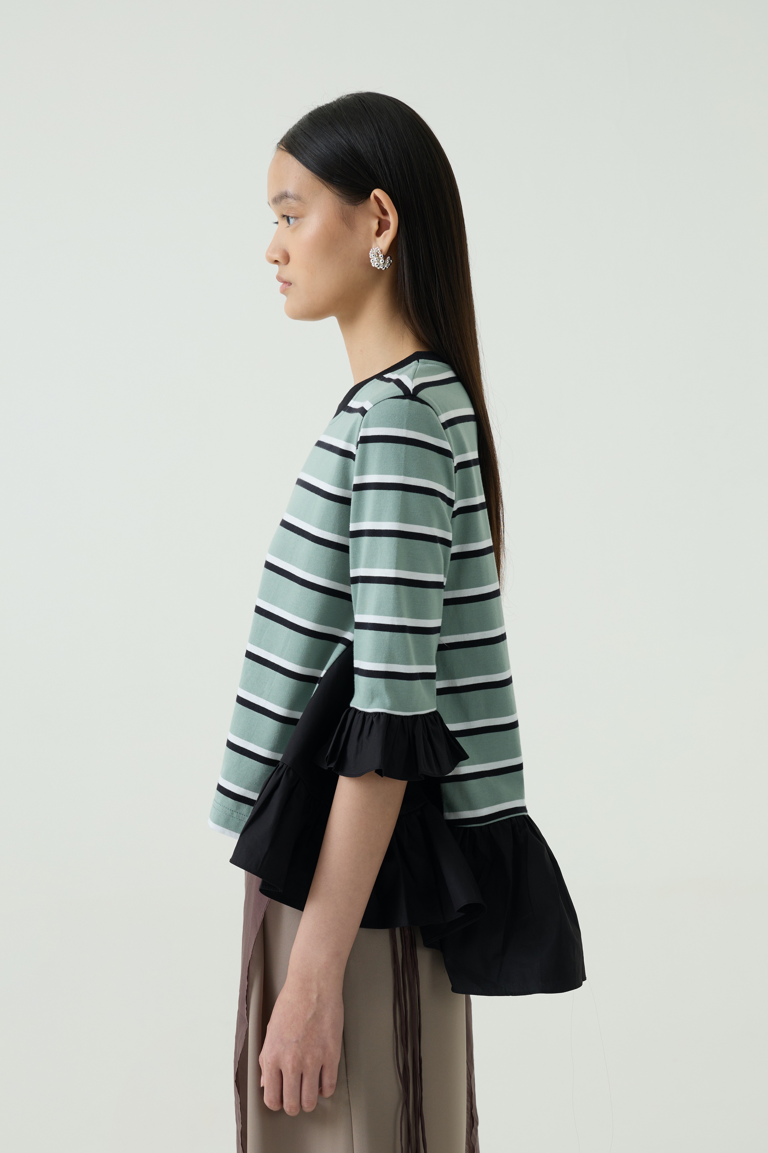 Sage Frill Stripe Tee
