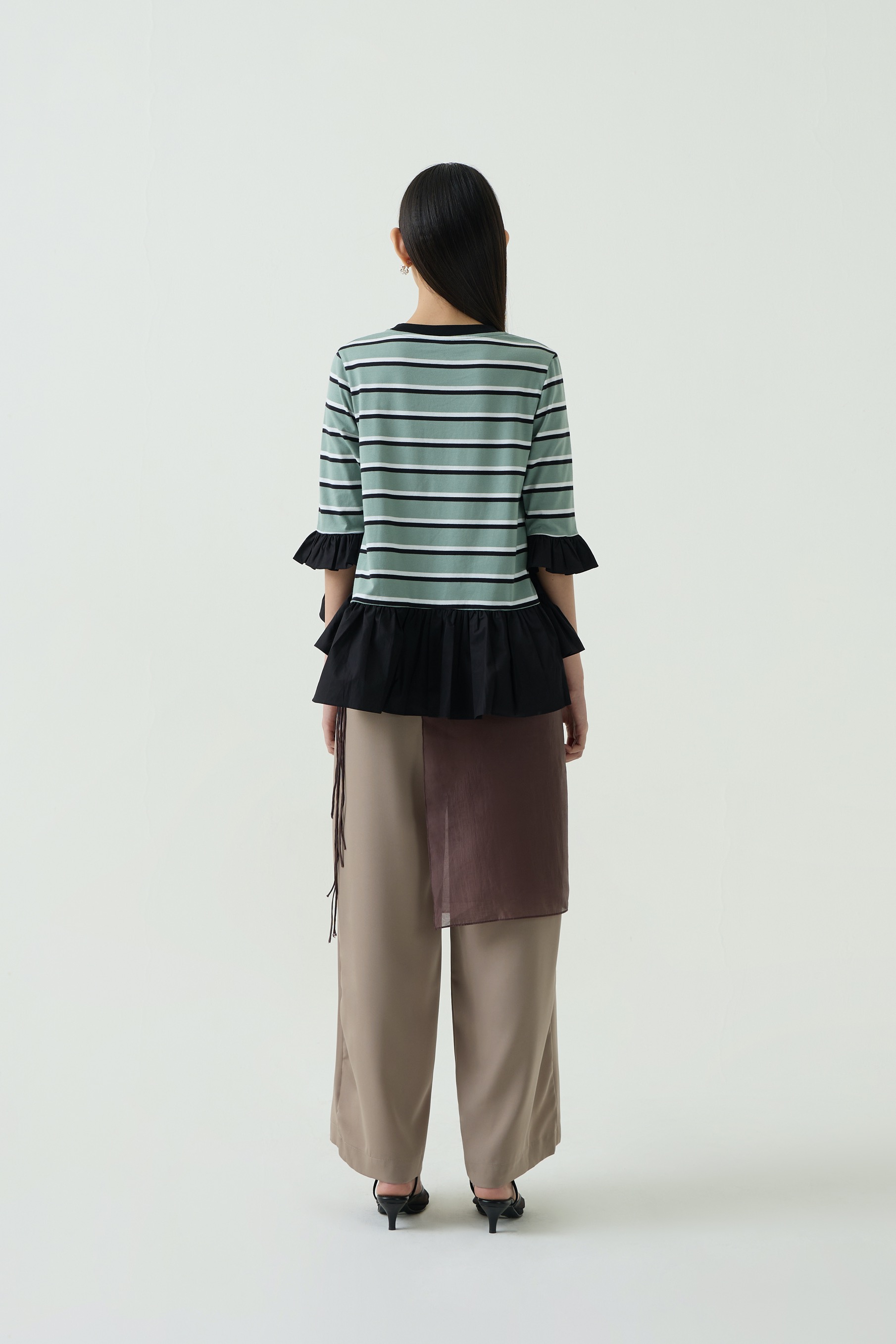 Sage Frill Stripe Tee