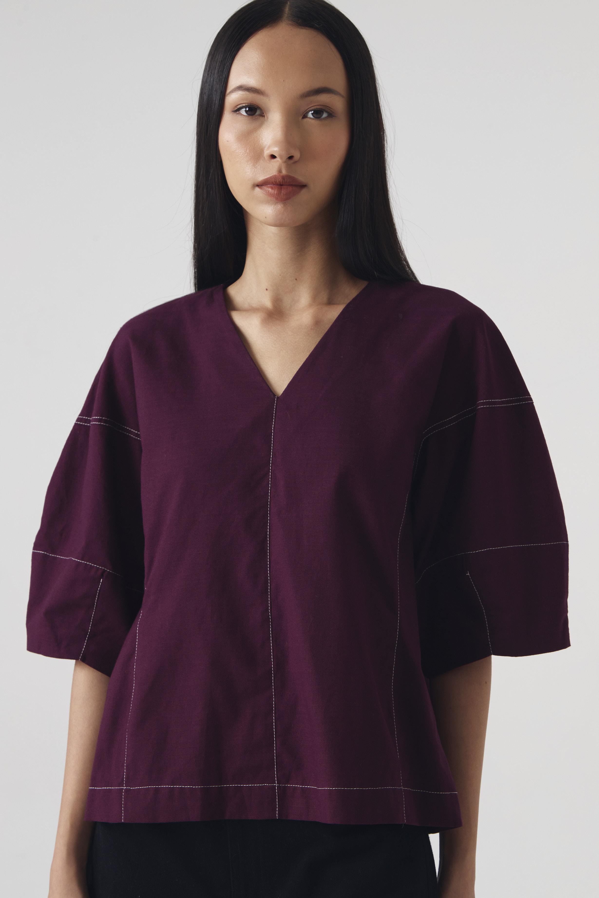 CHÉRI SURGE Maroon Blush V Blouse