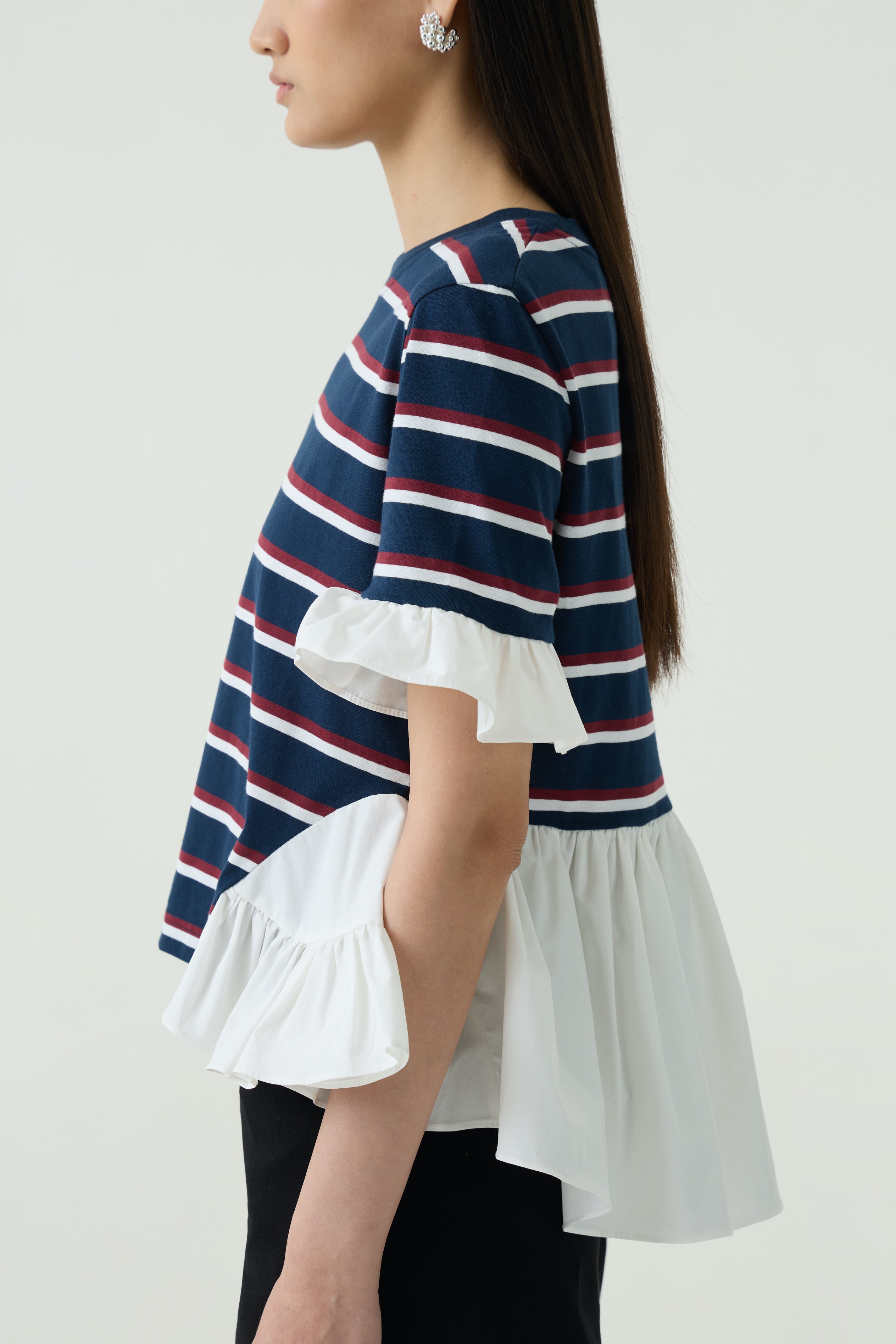 White Frill Stripe Tee