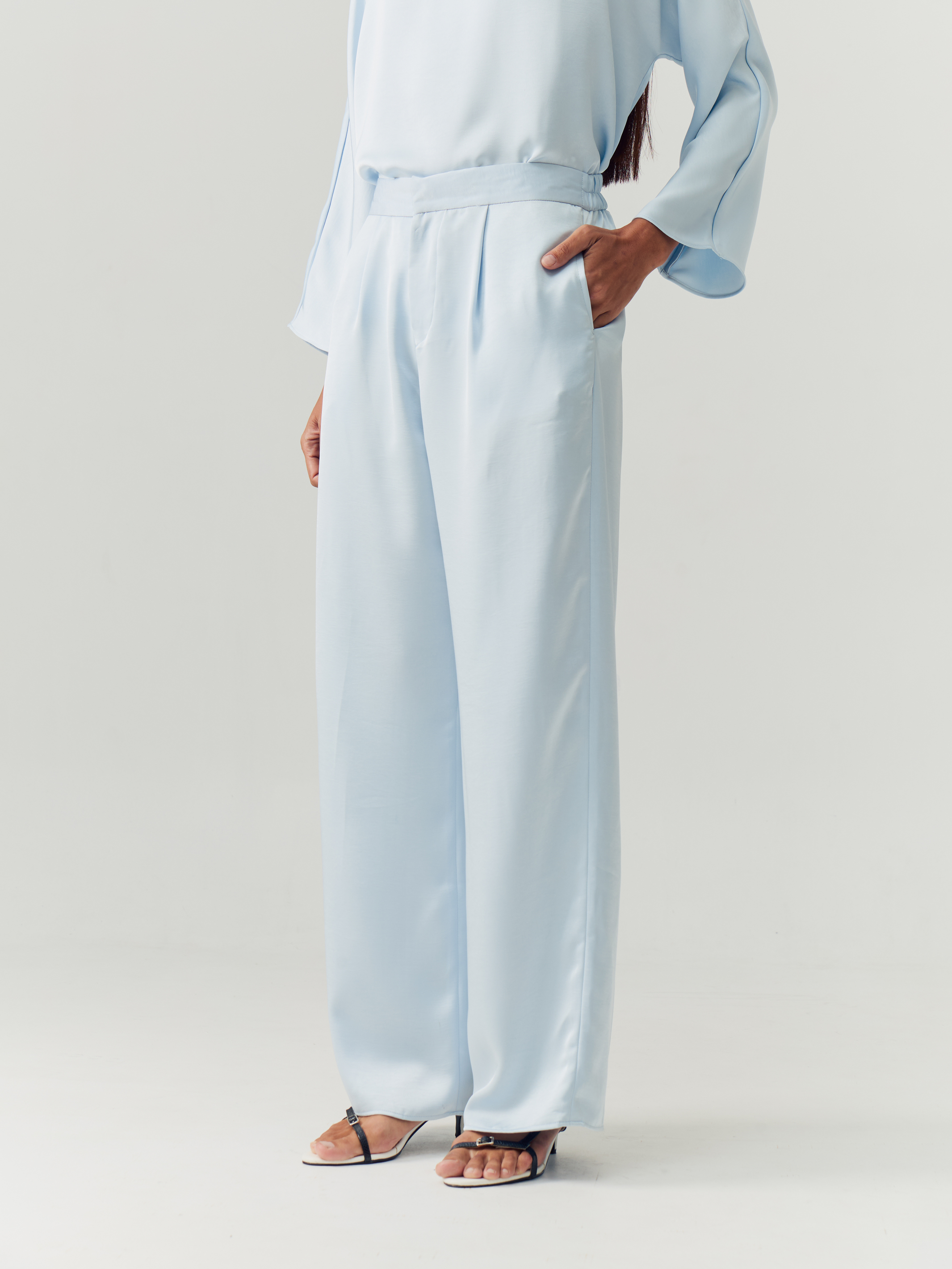 Blue Silk Longsleeve Set