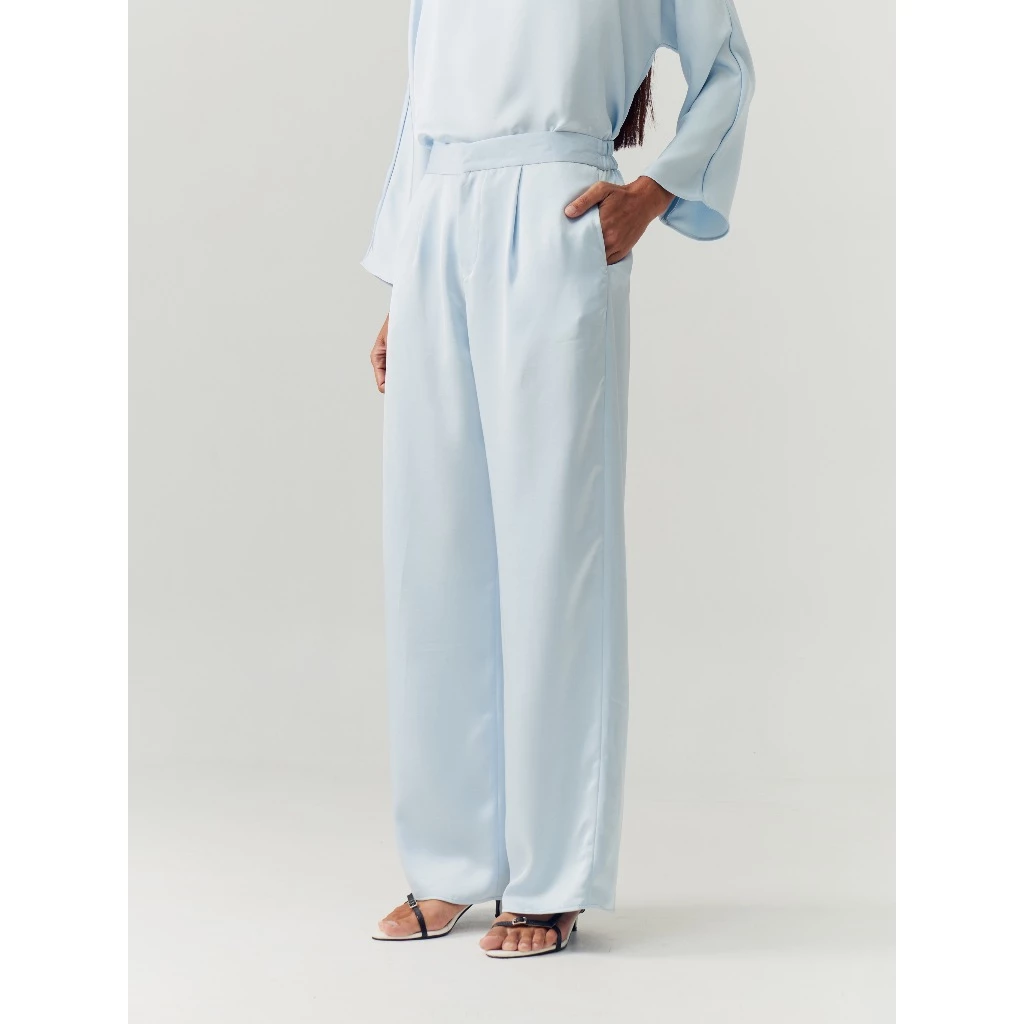 Blue Silk Longsleeve Pants