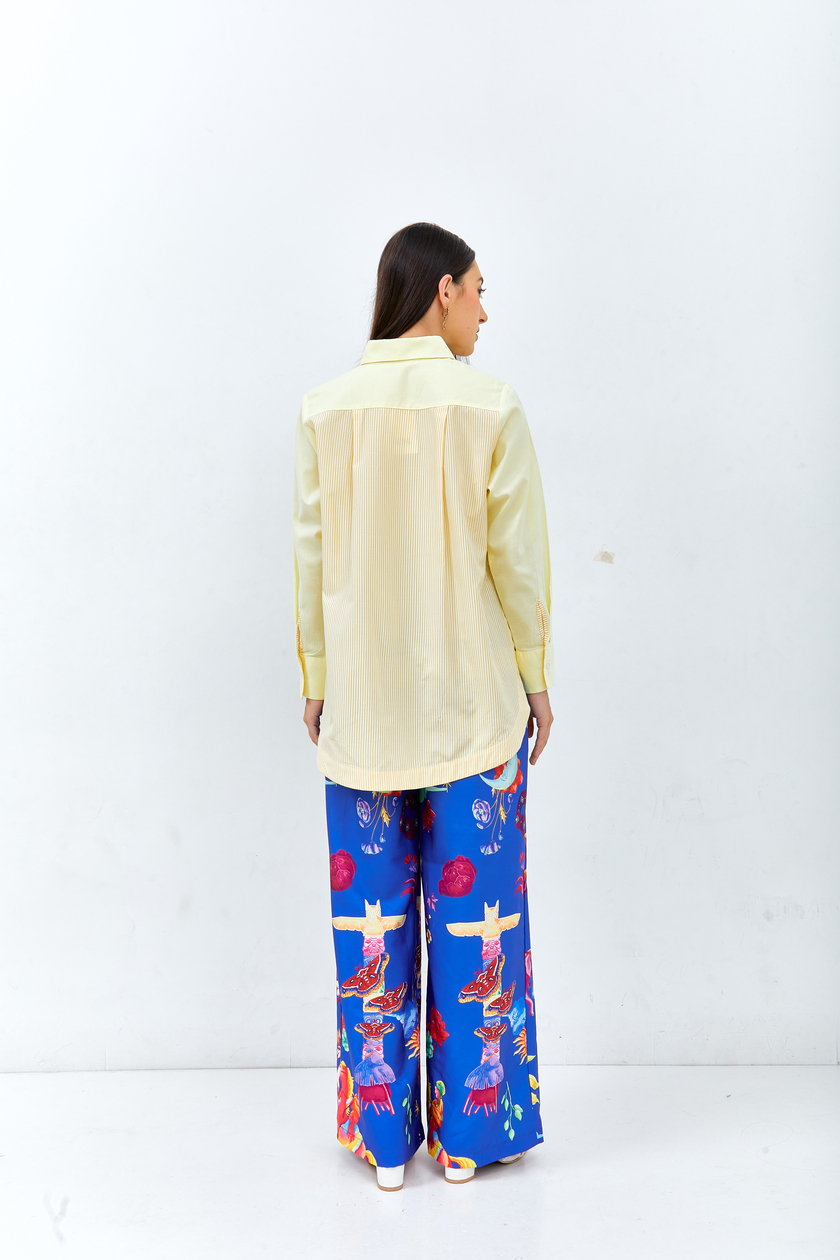 Shirt Plain Combination Stripe Baby Yellow
