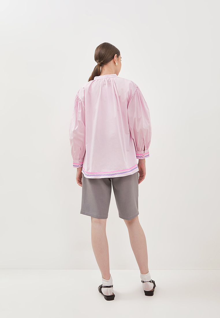 Pink Piped Blouse