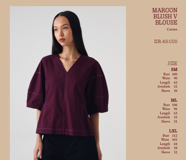 CHÉRI SURGE Maroon Blush V Blouse