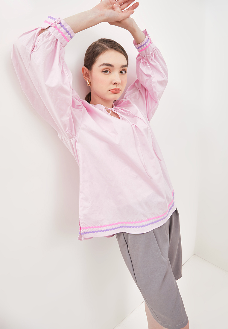 Pink Piped Blouse