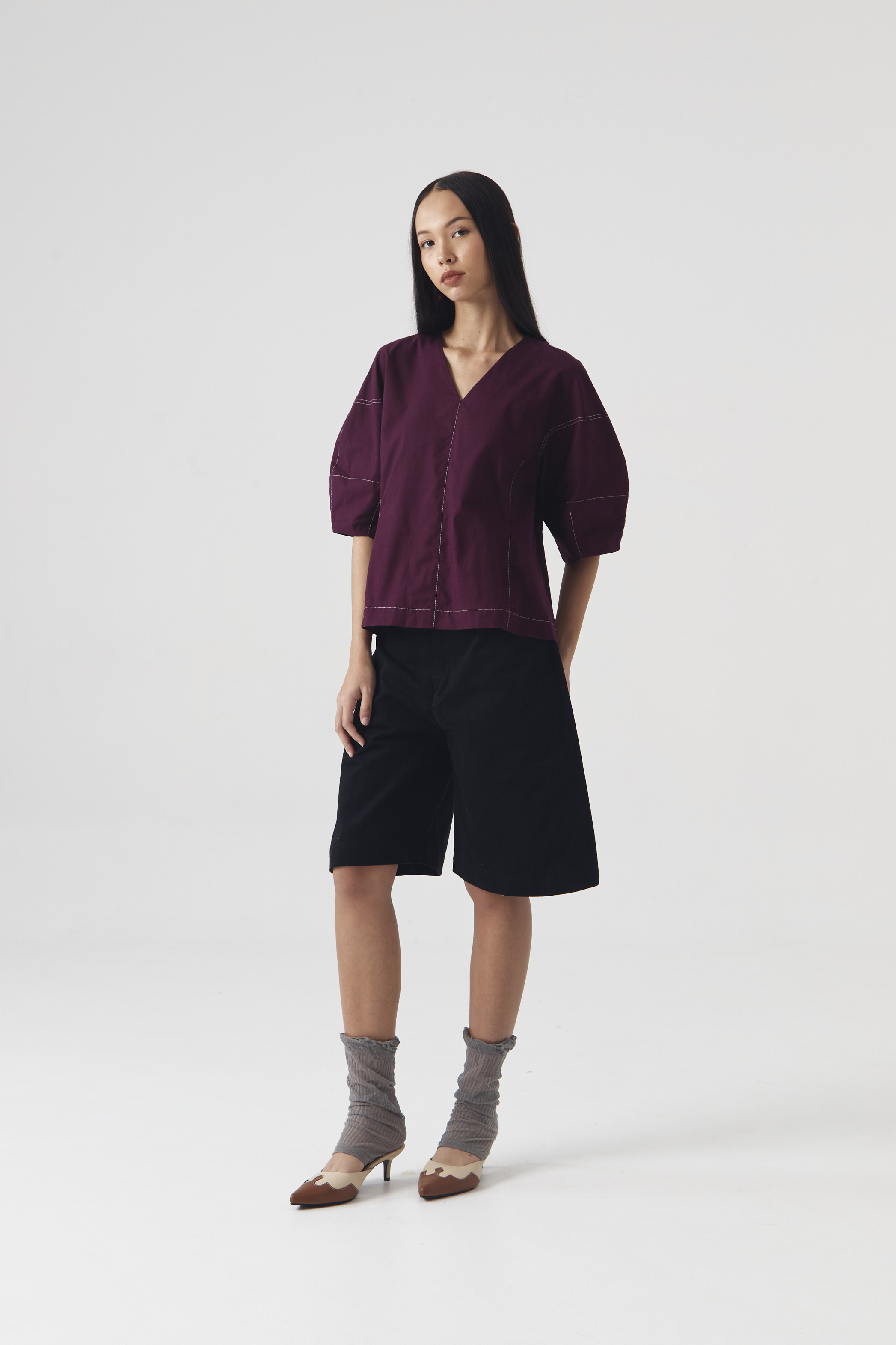CHÉRI SURGE Maroon Blush V Blouse