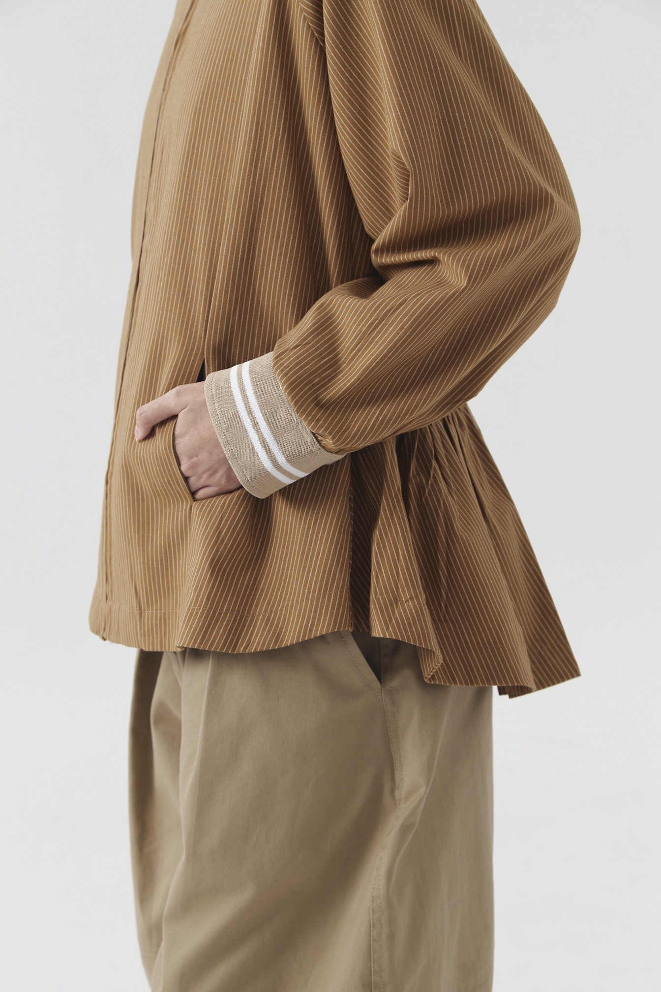 LUNE Shirt Fitted Stripe Brown