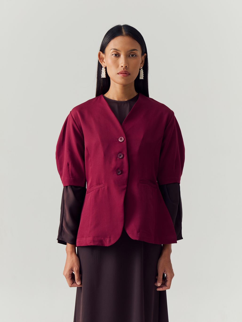 Maroon Blazer Shortsleeve