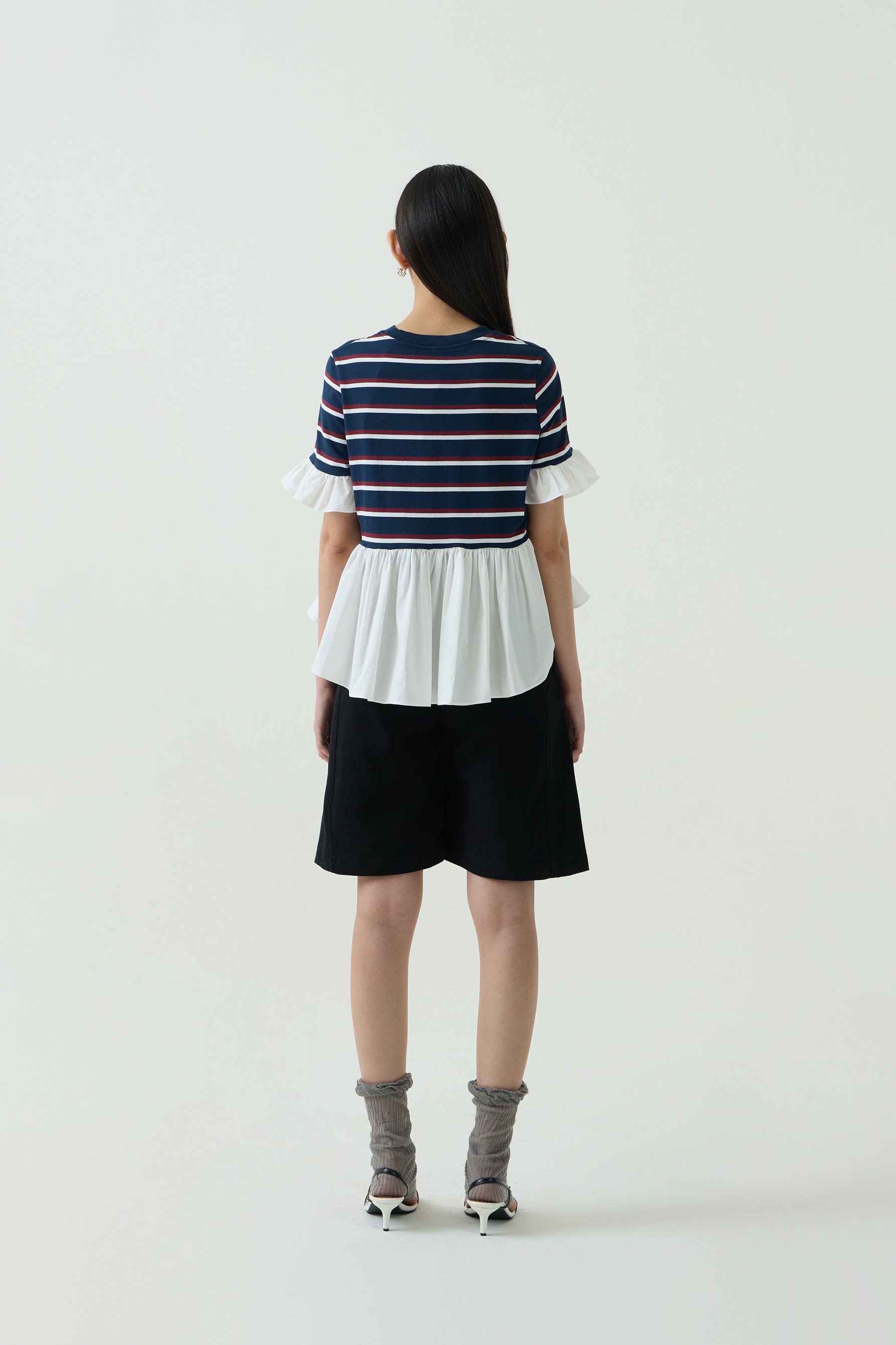 White Frill Stripe Tee