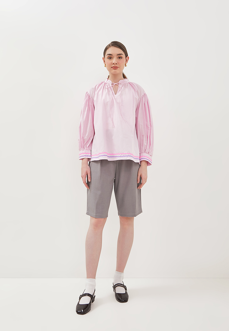Pink Piped Blouse