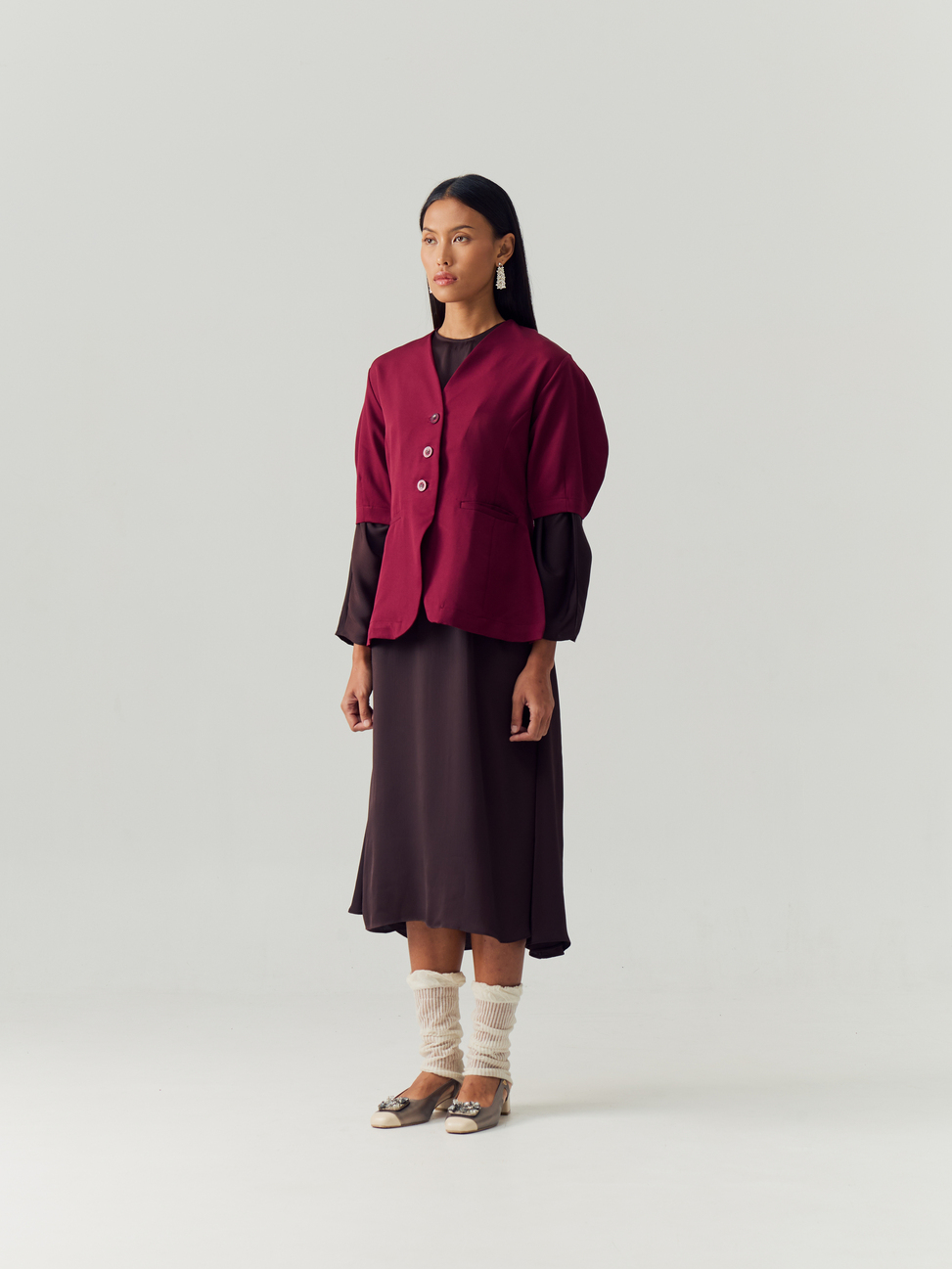 Maroon Blazer Shortsleeve