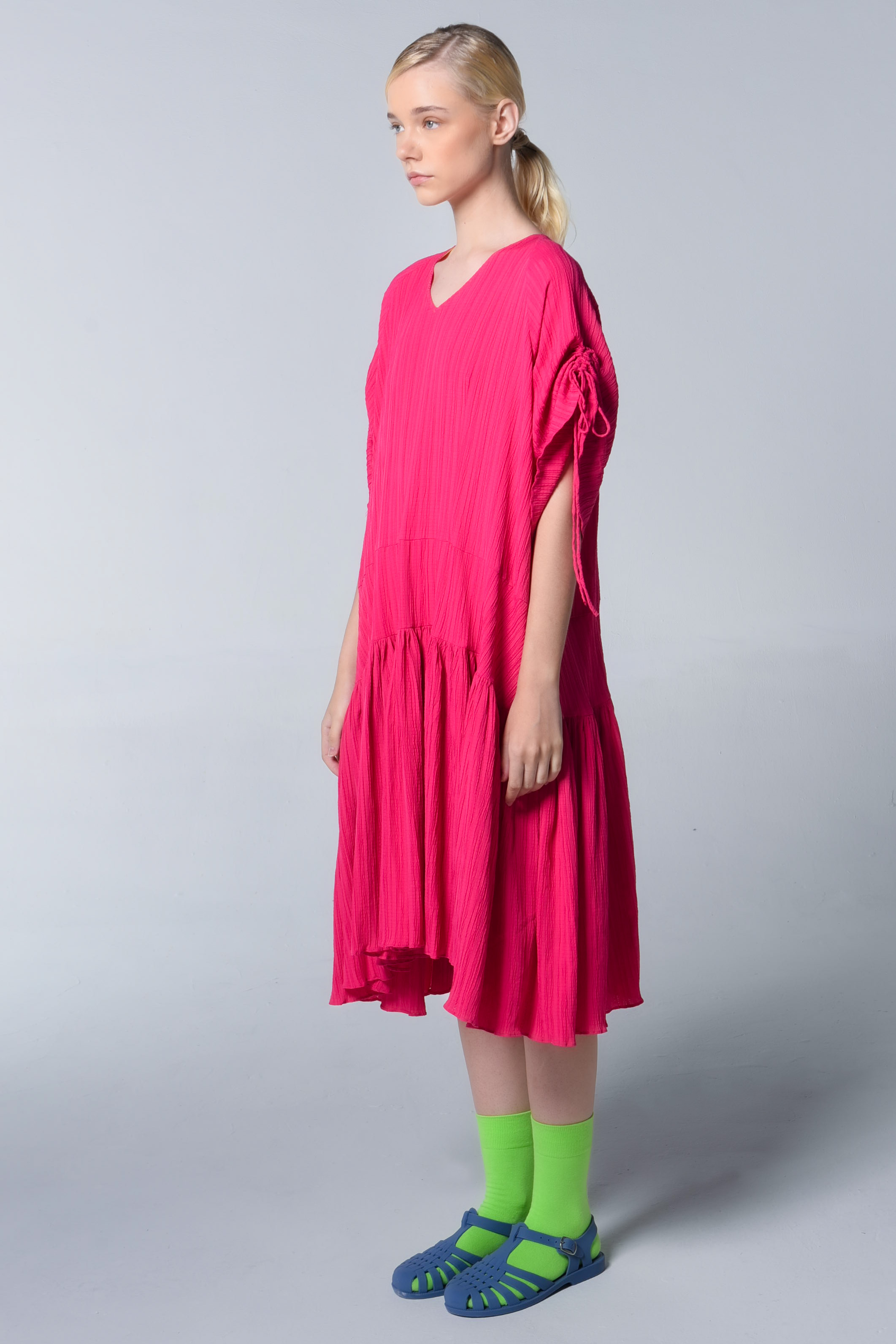 NASL Drawstring Sleeve Midi Dress