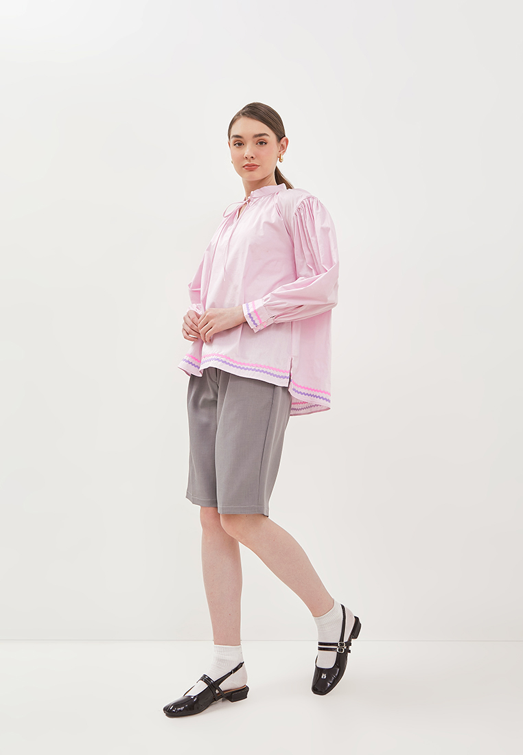 Pink Piped Blouse