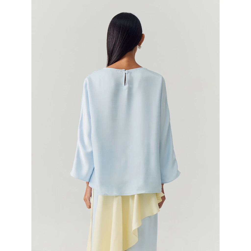 Blue Silk Longsleeve Top