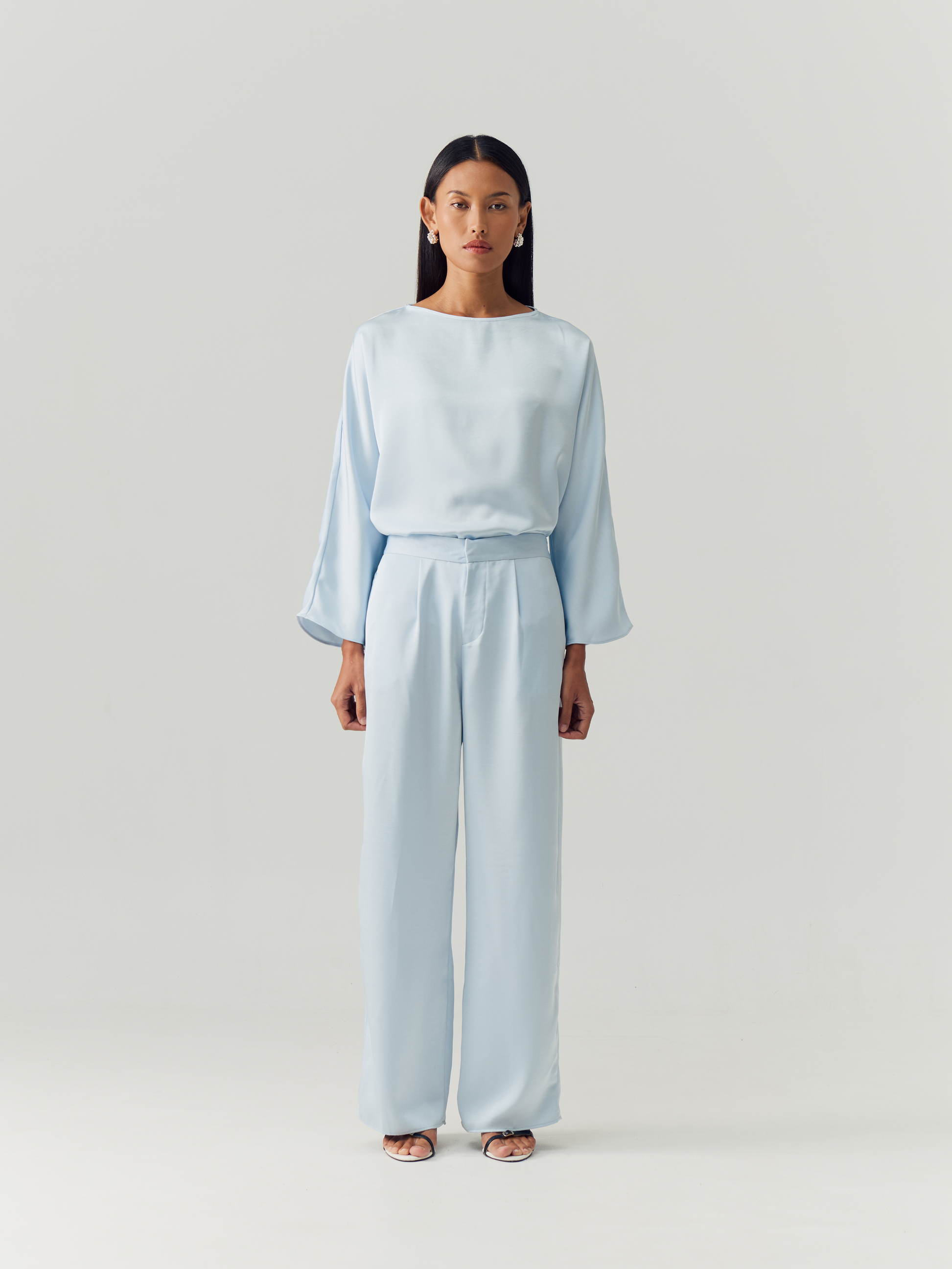 Blue Silk Longsleeve Set