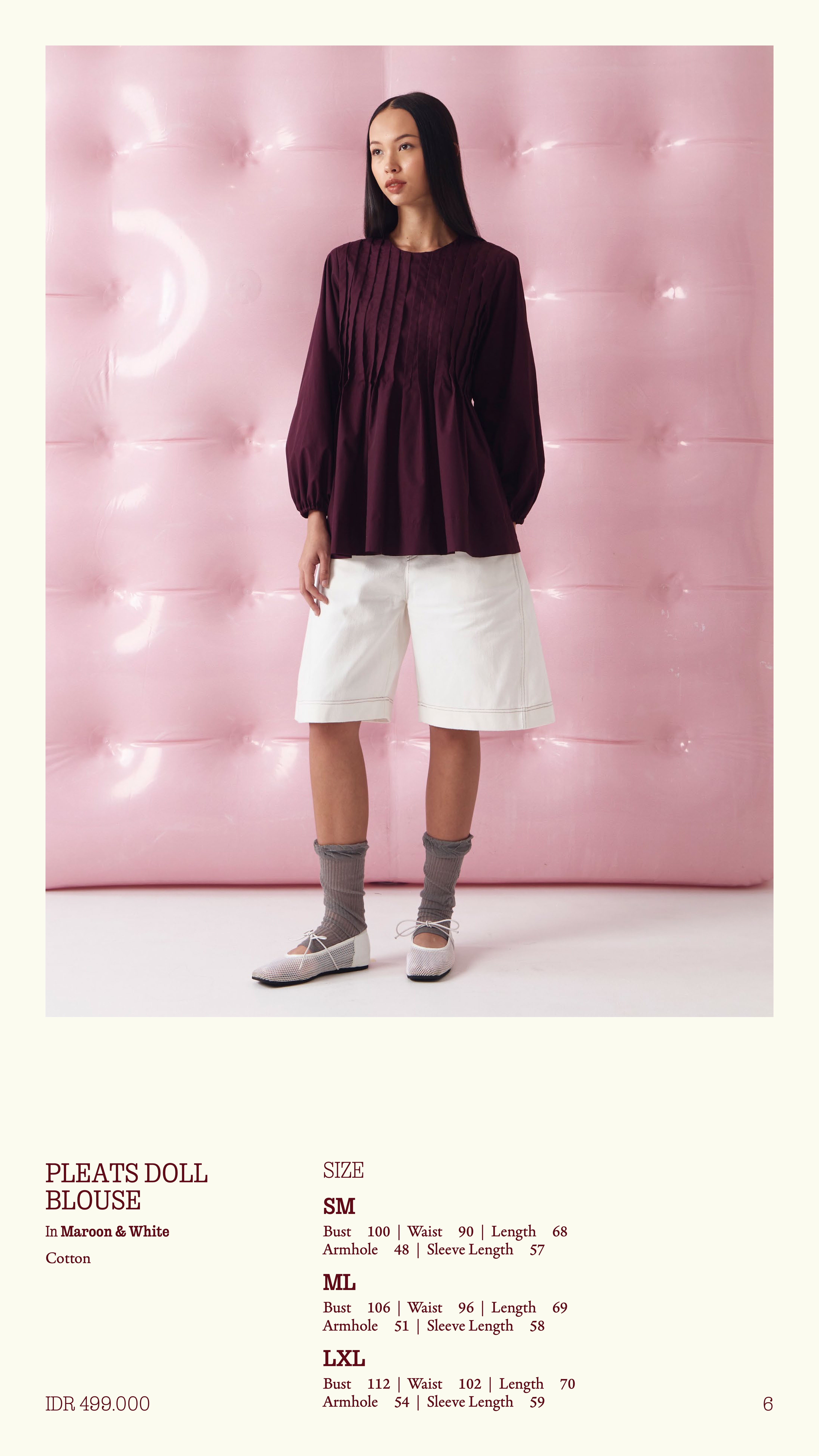 CHÉRI SURGE Maroon Pleats Doll Blouse