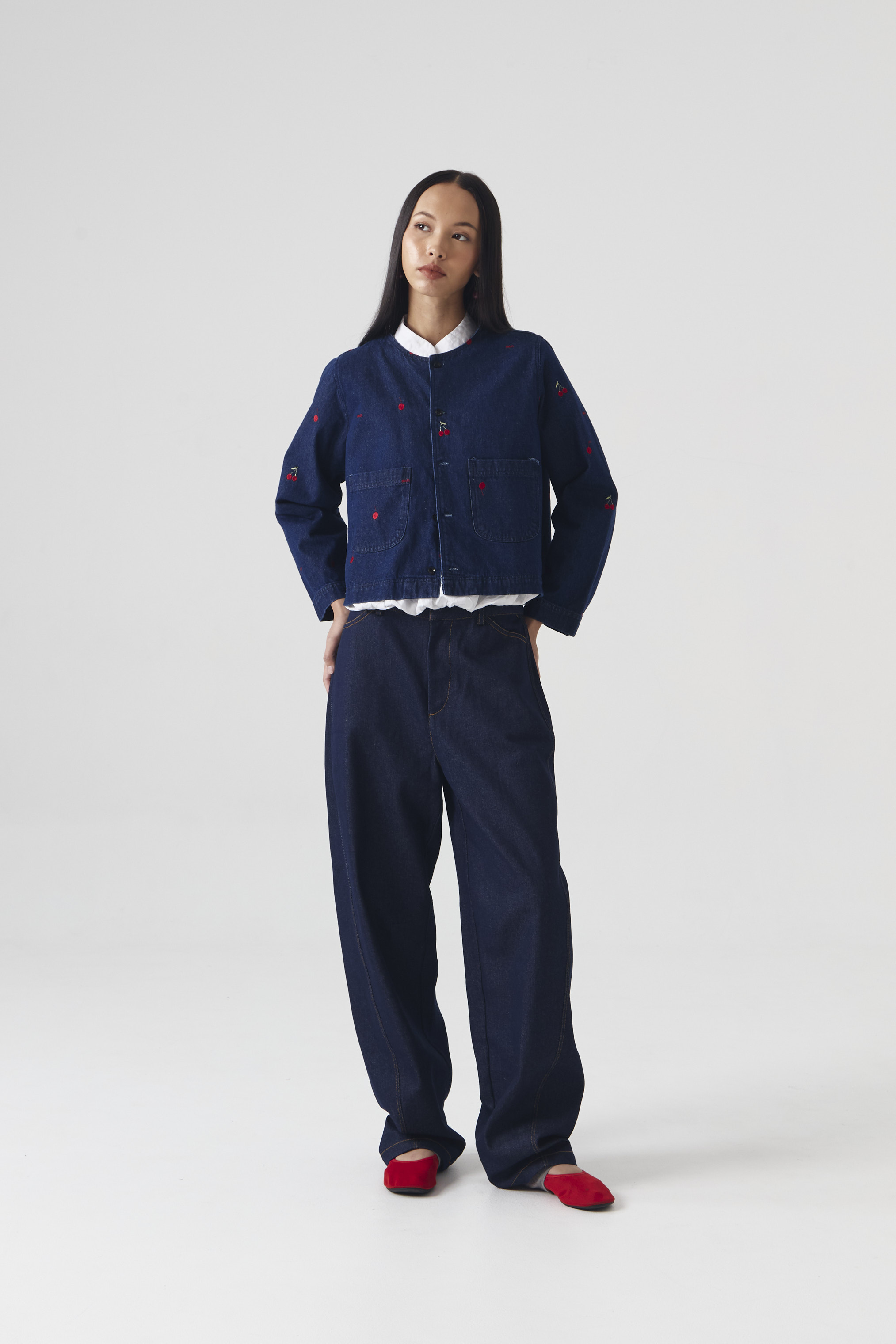 CHÉRI SURGE Denim Embro Top