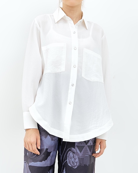 Shirt Plain Crinkle White