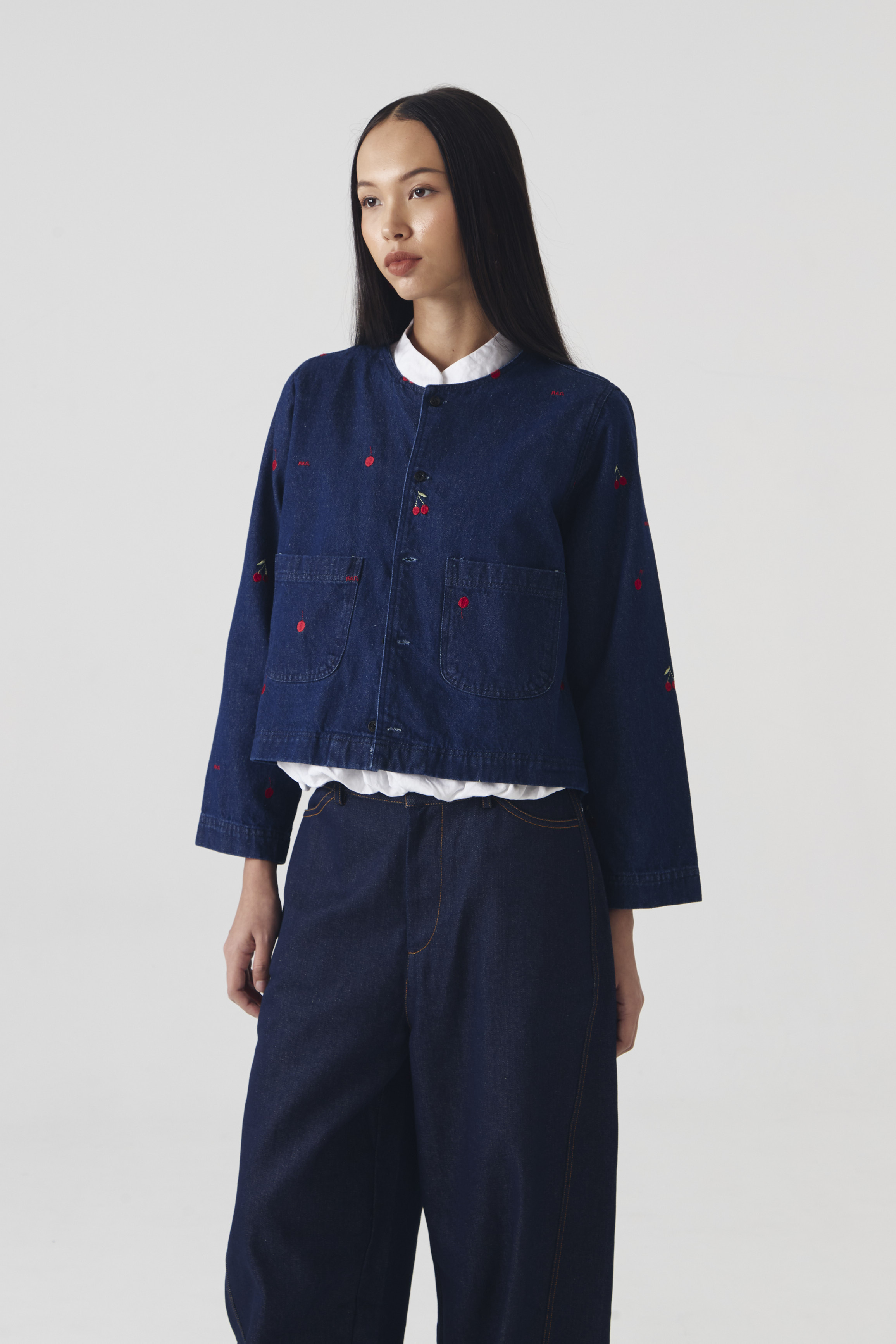 CHÉRI SURGE Denim Embro Top
