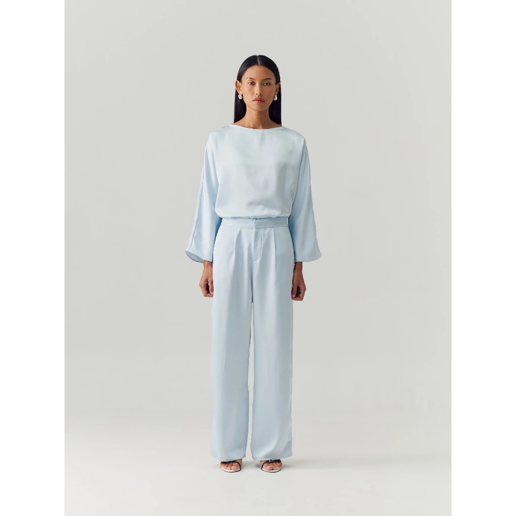 Blue Silk Longsleeve Pants