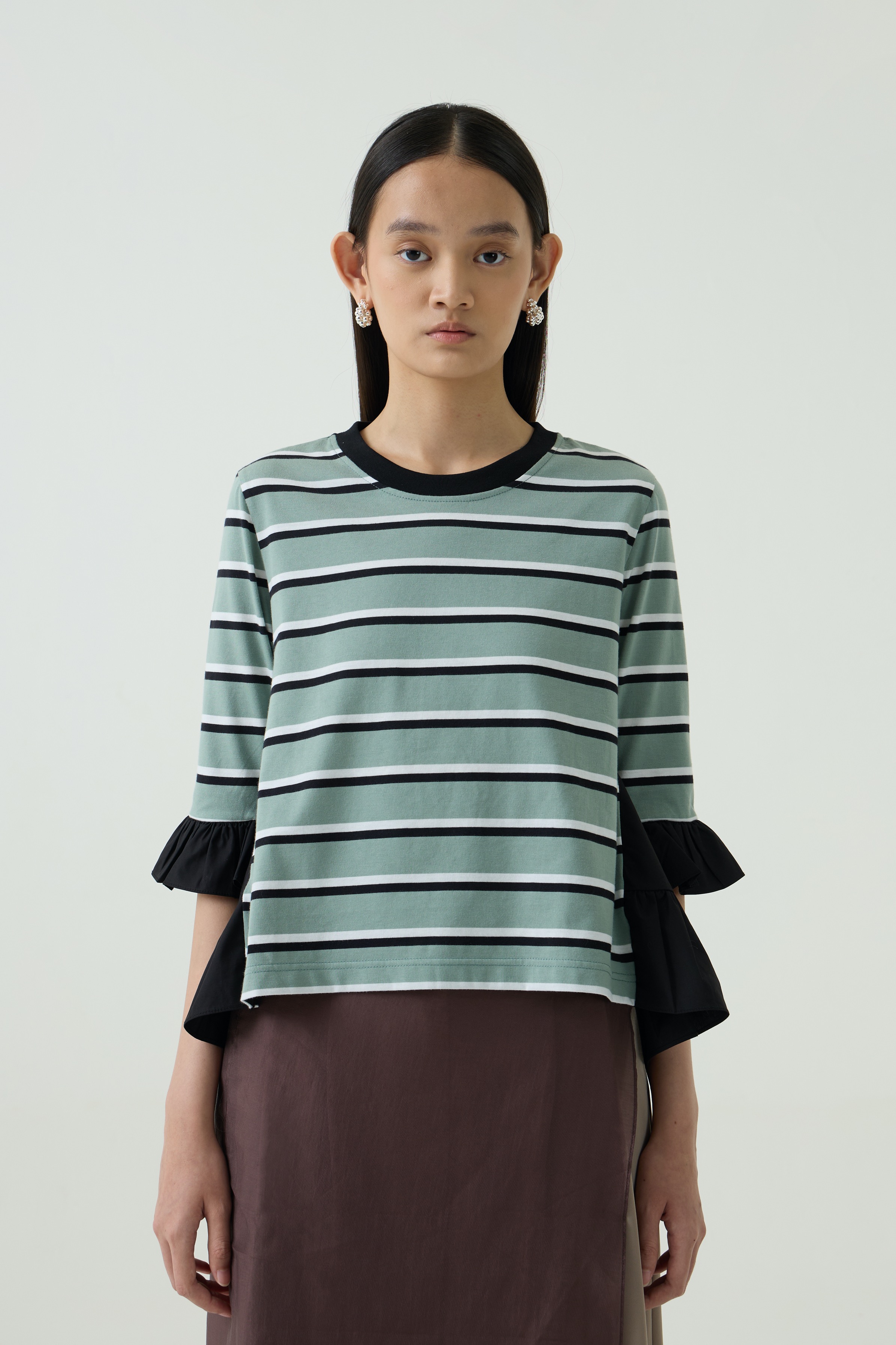 Sage Frill Stripe Tee
