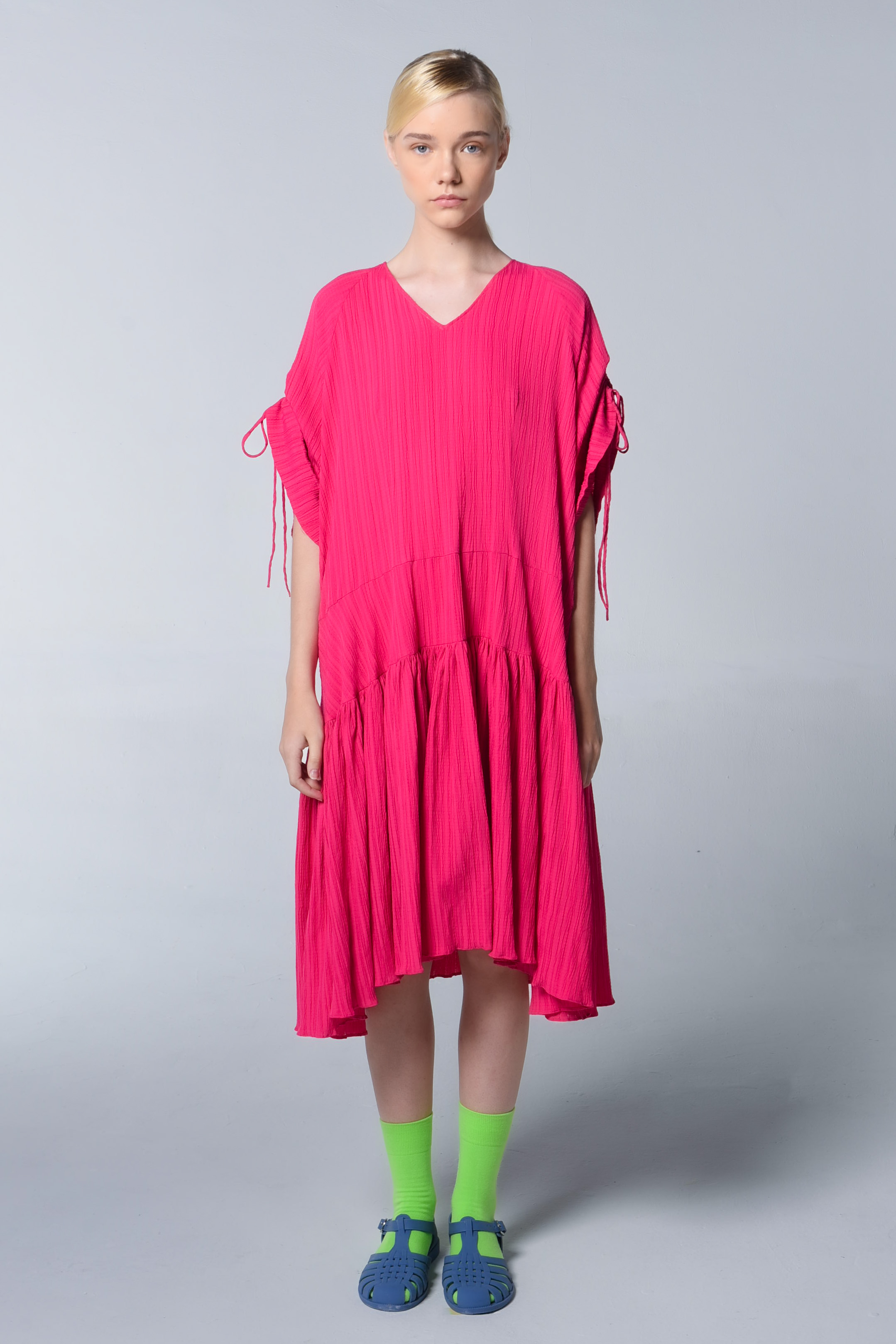 NASL Drawstring Sleeve Midi Dress
