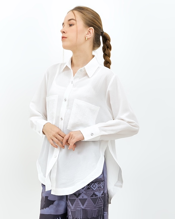 Shirt Plain Crinkle White
